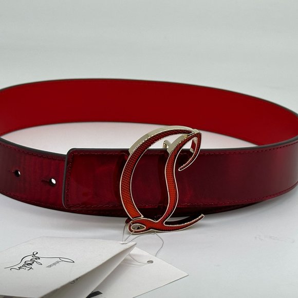 Christian Louboutin Women CL Logo Buckle Patent Leather Belt Loubi Red main image 5